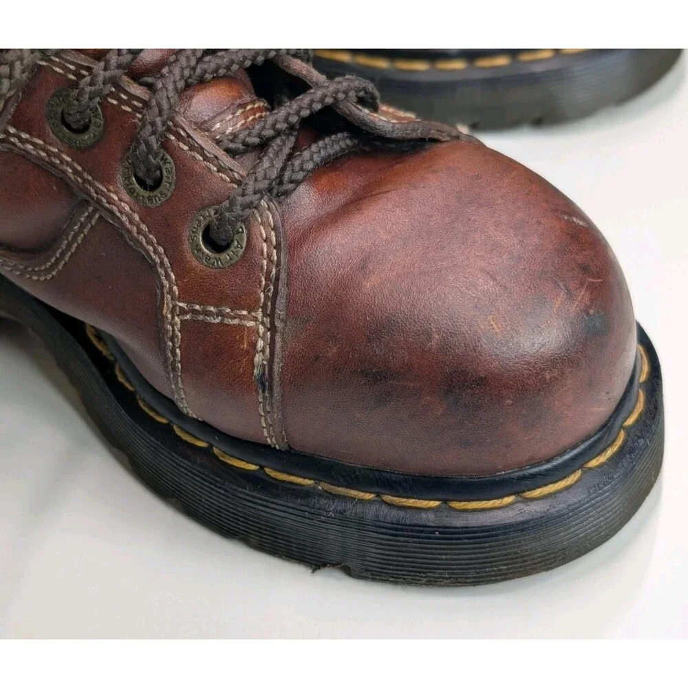 Dr. Martens DM's Industrial Steel Toe Boots Unisex M6/L7 Brow Leather Used VGC